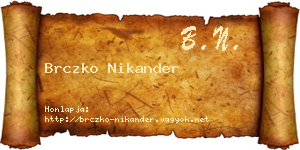 Brczko Nikander névjegykártya